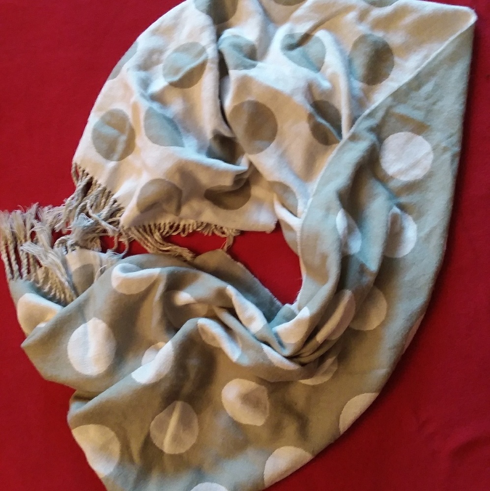 Large oversized 2 tone Gray polka dot scarf
